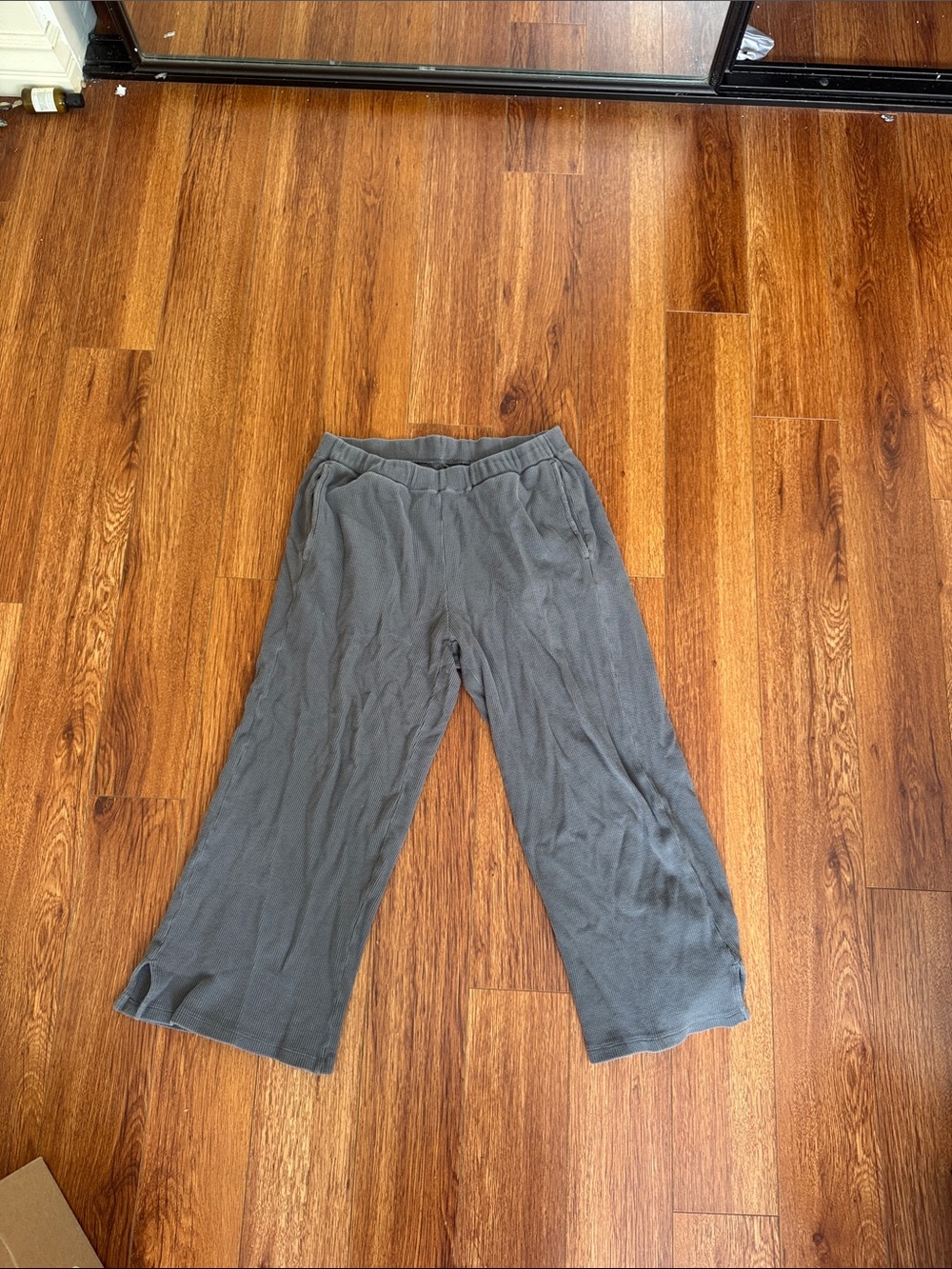 Eileen Fisher Cropped Wide-Leg Knit Pants in Charcoal